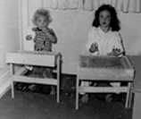 Jill and Kathryn at Living Gold Press Headquarters, 1953